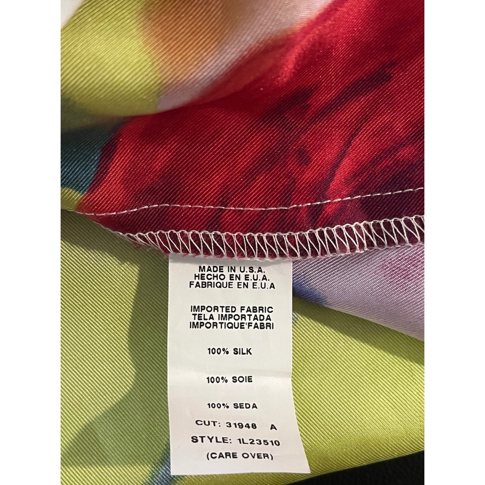 Karen Kane Silk Multicolor Floral Ruffle Tank Blouse L Boho Resort Statement - Picture 3 of 10